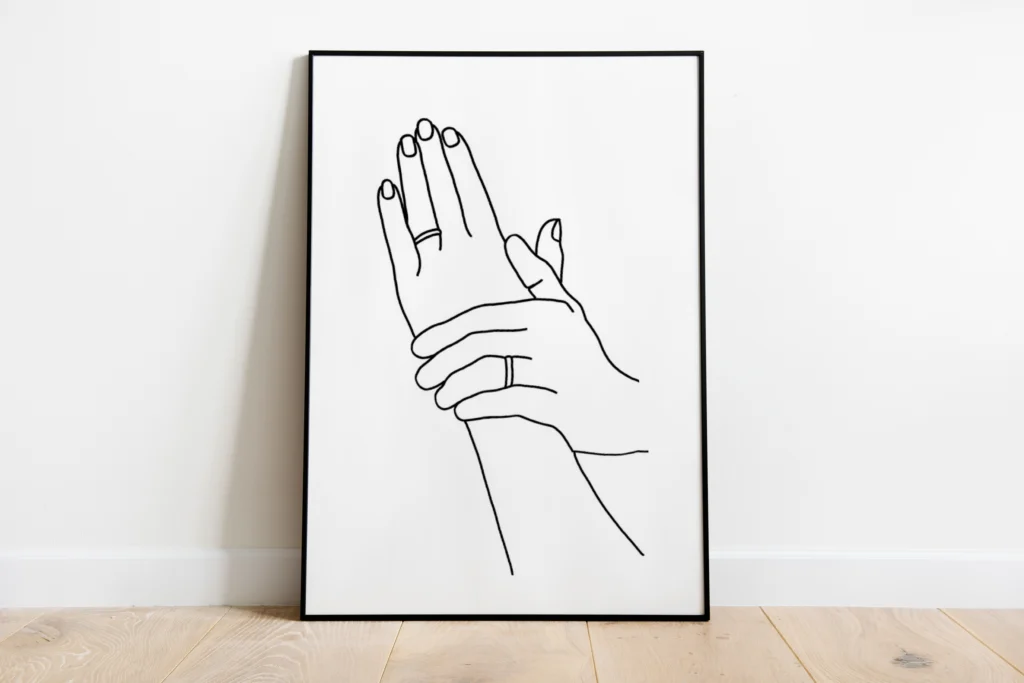 poročna ilustracija, z roko v roki, personalizirano darilo, darilo za poroko