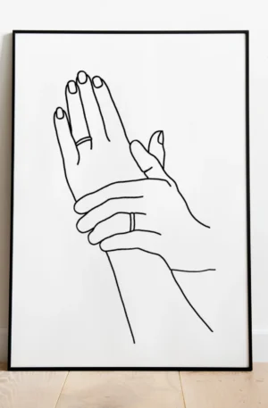 poročna ilustracija, z roko v roki, personalizirano darilo, darilo za poroko